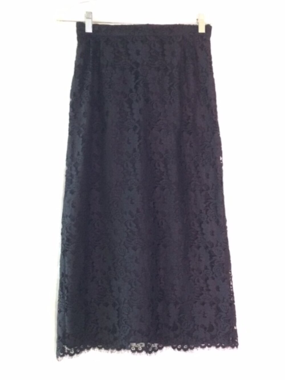 LAPIS Black Lace Maxi Skirt Small Boho Stretch Waist Lined